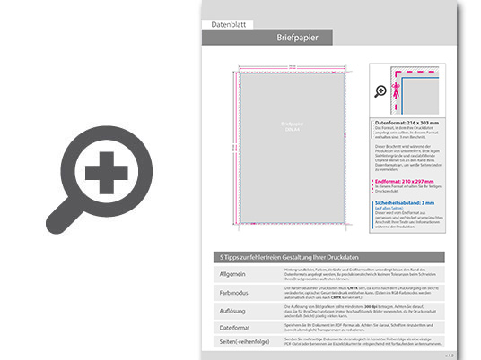 Product Bild briefpapier_din_a4__5_0_farbig__(vorderseite__cmyk_4-farbig_+_silber-farbe___r__ckseite__unbedruckt)