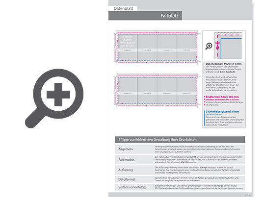Product Bild faltblatt__gefalzt_auf_din_a6_quer__vertikaler_wickelfalz__8-seitig