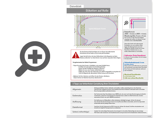 Product Bild hochwertige_etiketten_auf_rolle_in_sprechblase-form