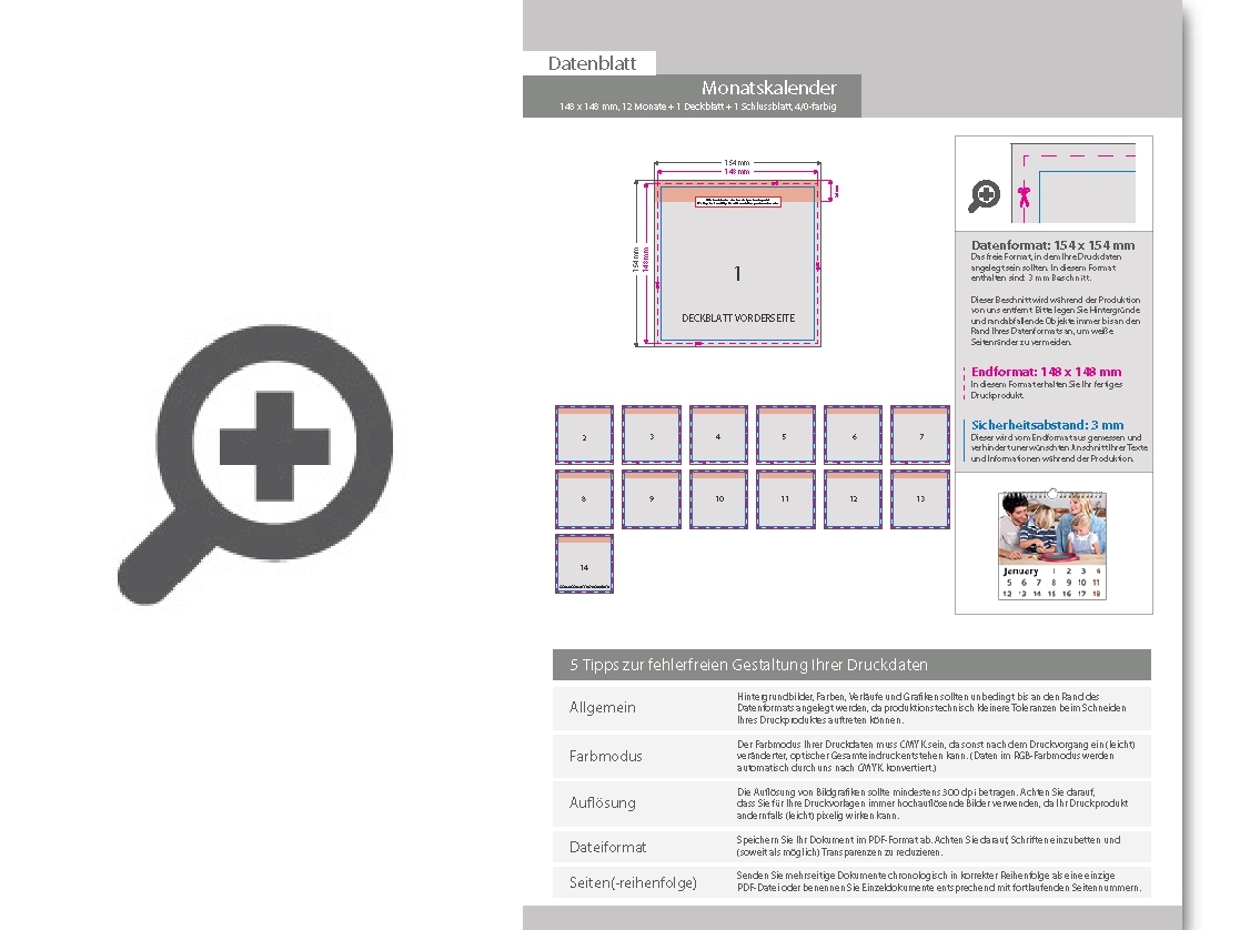 Product Bild monatskalender_14_blatt_(12_monate_+_1_deckblatt_+_1_schlussblatt)__einseitig_bedruckt_4_0_farbig__quadrat_(148_x_148_mm)