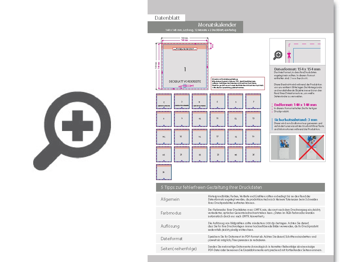 Product Bild monatskalender_mit_lochung_14_blatt_(12_monate_+_2_deckbl__tter)__beidseitig_bedruckt_4_4_farbig__quadrat_(148_x_148_mm)