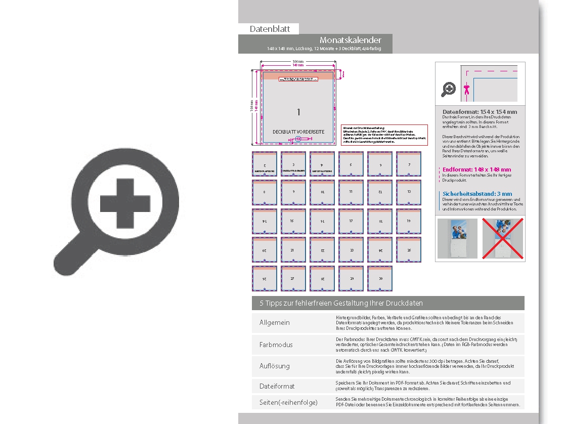 Product Bild monatskalender_mit_lochung_15_blatt_(12_monate_+_3_deckbl__tter)__beidseitig_bedruckt_4_4_farbig__quadrat_(148_x_148_mm)