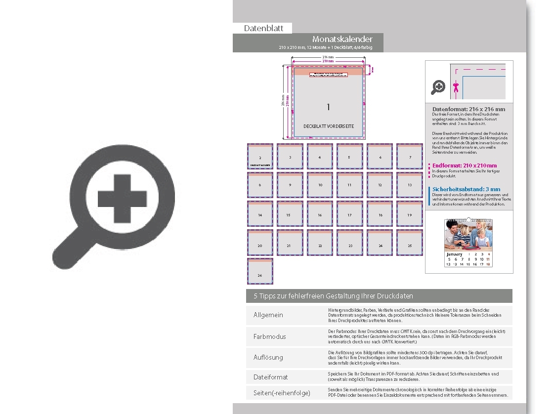 Product Bild monatskalender_13_blatt_(12_monate_+_deckblatt)__beidseitig_bedruckt_4_4_farbig__quadrat_(210_x_210_mm)