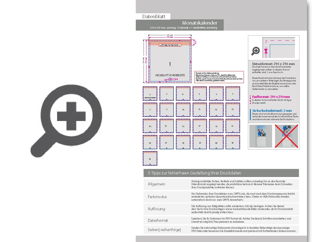Product Bild monatskalender_mit_lochung_13_blatt_(12_monate_+_deckblatt)__beidseitig_bedruckt_4_4_farbig__quadrat_(210_x_210_mm)