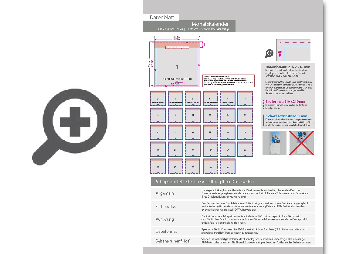 Product Bild monatskalender_mit_lochung_15_blatt_(12_monate_+_3_deckbl__tter)__beidseitig_bedruckt_4_4_farbig__quadrat_(210_x_210_mm)