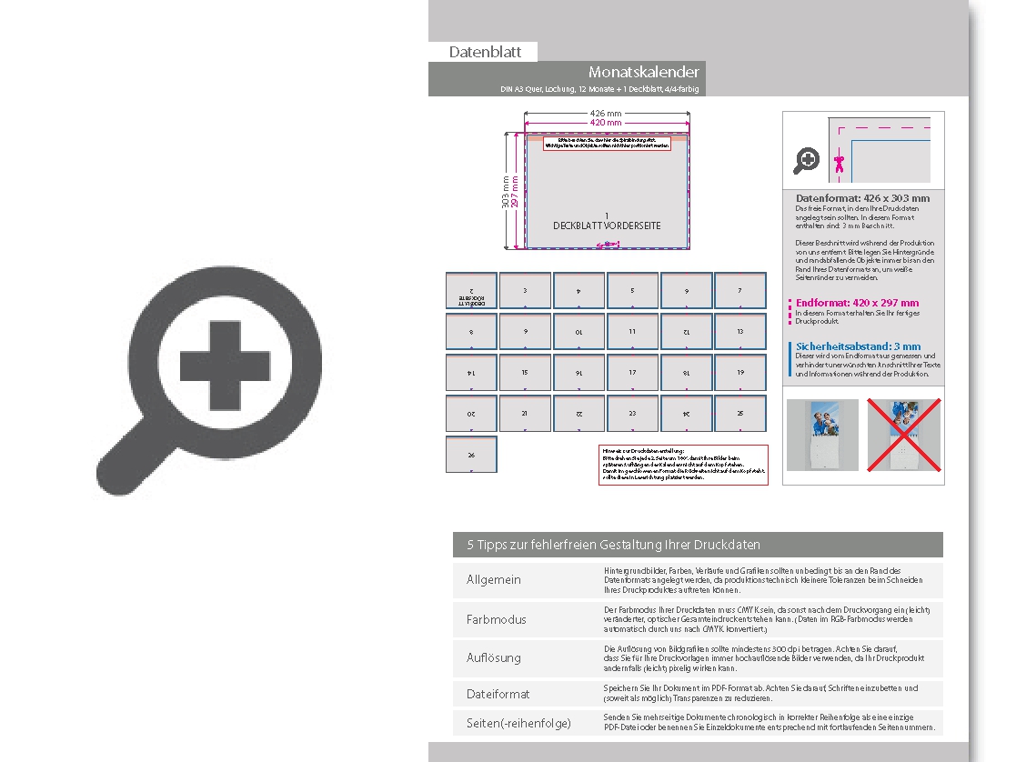 Product Bild monatskalender_mit_lochung_13_blatt_(12_monate_+_deckblatt)__beidseitig_bedruckt_4_4_farbig__din_a3_quer_(420_x_297_mm)
