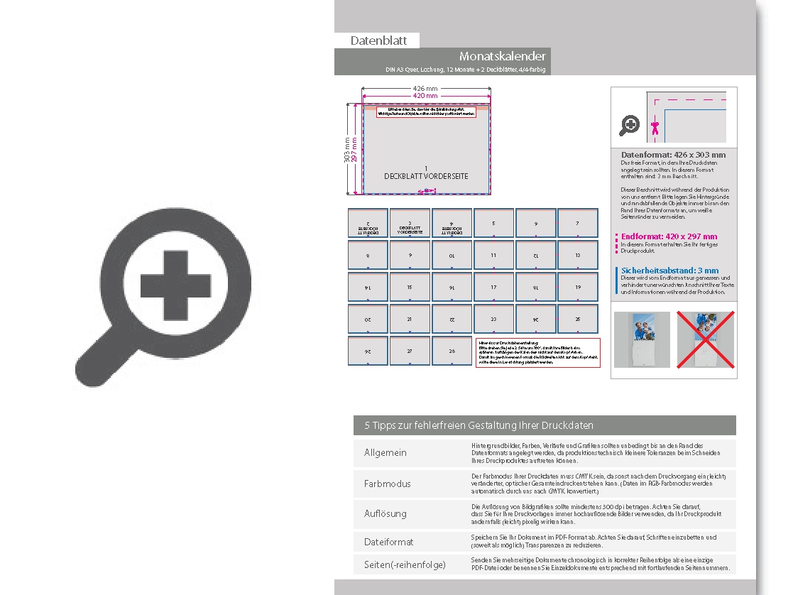 Product Bild monatskalender_mit_lochung_14_blatt_(12_monate_+_2_deckbl__tter)__beidseitig_bedruckt_4_4_farbig__din_a3_quer_(420_x_297_mm)