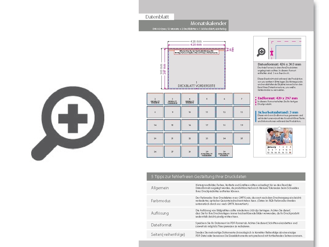Product Bild monatskalender_15_blatt_(12_monate_+_2_deckbl__tter_+_1_schlussblatt)__beidseitig_bedruckt_4_4_farbig__din_a3_quer_(420_x_297_mm)