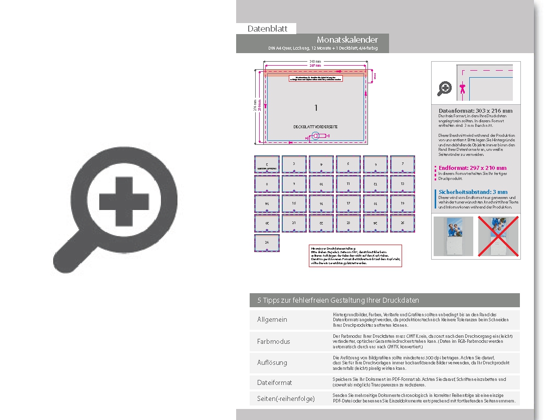 Product Bild monatskalender_mit_lochung_13_blatt_(12_monate_+_deckblatt)__beidseitig_bedruckt_4_4_farbig__din_a4_quer_(297_x_210_mm)