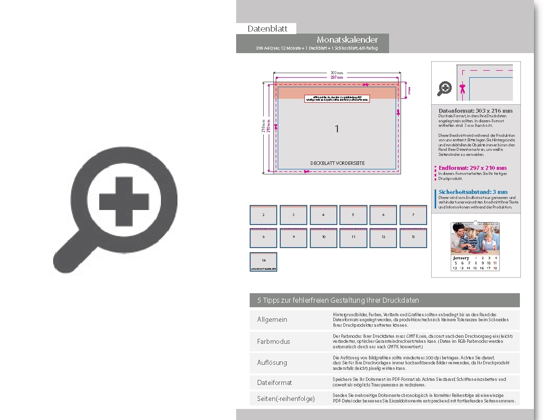 Product Bild monatskalender_14_blatt_(12_monate_+_1_deckblatt_+_1_schlussblatt)__einseitig_bedruckt_4_0_farbig__din_a4_quer_(297_x_210_mm)